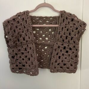 Handmade Crochet bolero Vest chunky - taupe - wool or synthetic wool